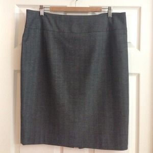 Knee Length Dark Gray Lined Business Pencil Skirt