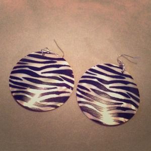Hand-Painted Unique Zebra Seashell Earrings