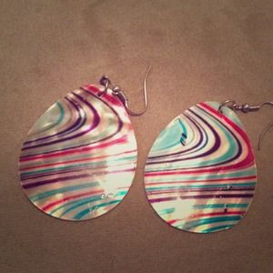 Hand-Painted Unique Rainbow Seashell Earrings