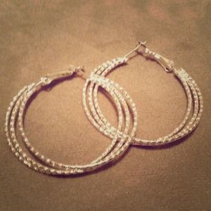 Silver 925 Triple Hoop Earrings