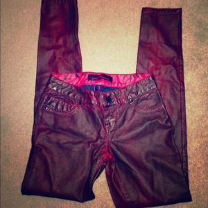 Almost famous leather like skinny jeans size 3