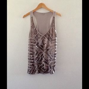 Purple/grey tank with dark silver sequins