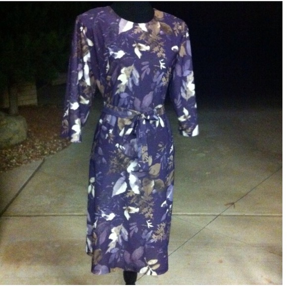 Vintage Floral Purple Dress