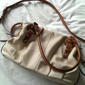 SOLD Ralph Lauren cream leather shoulder bag