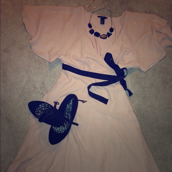 Pale pink h&m chiffon wrap dress