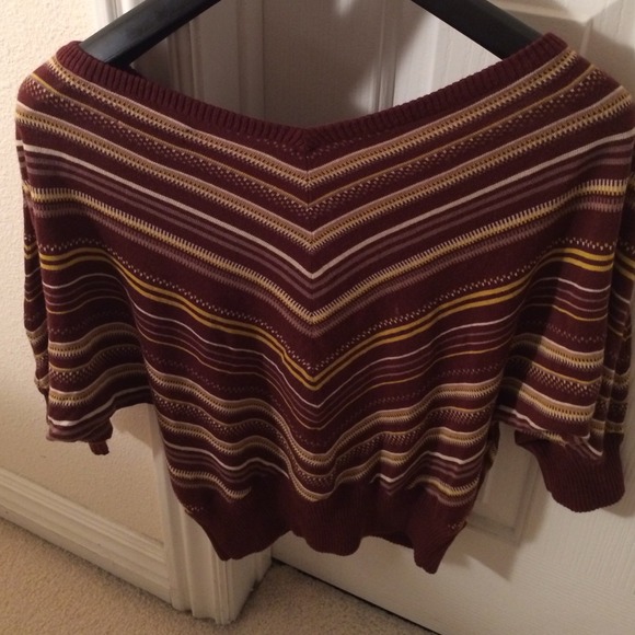 🎉🎉SALE TODAY🎉🎉 Burgundy/Brown Striped Top - Picture 2 of 3