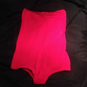 Strapless red bodysuit