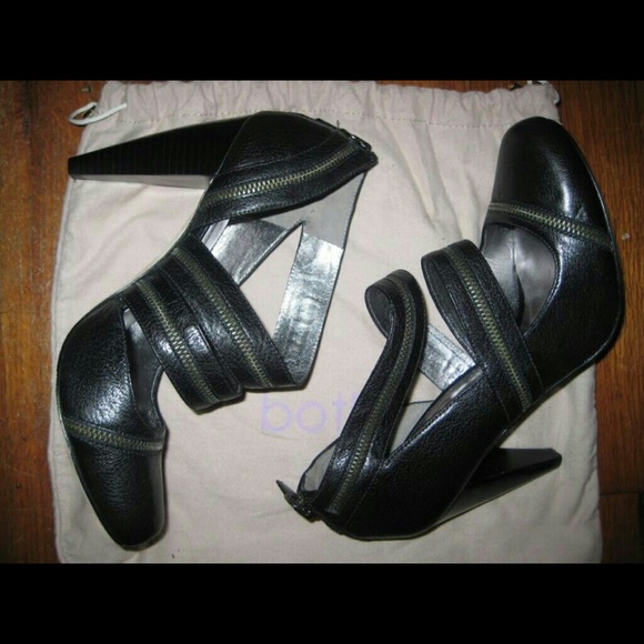 Botkier Pheobe Leather Asymmetrical-Zippered Heels