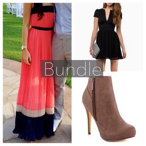 ✨HOLD✨Pleated maxi dress, skater dress, and boots