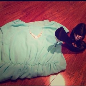 Mint cutout back dress