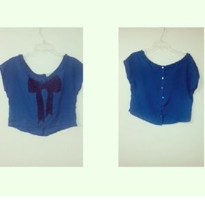 SALE ! CUTE BLACK & BLUE BOW SHIRT BY SELENA GOMEZ