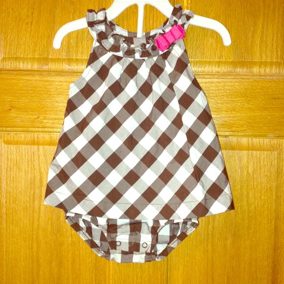 BROWN & WHITE ROMPER!! 18M TODDLER!!