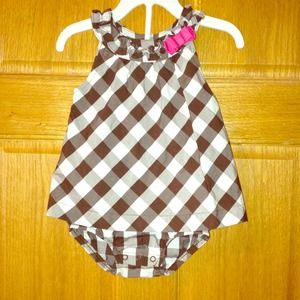 BROWN & WHITE ROMPER!! 18M TODDLER!!
