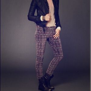 Free People Black Printed Velvet Pants