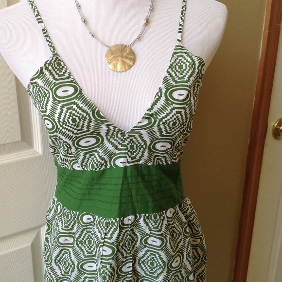 Green/White Cotton Summer Dress - Picture 2 of 4
