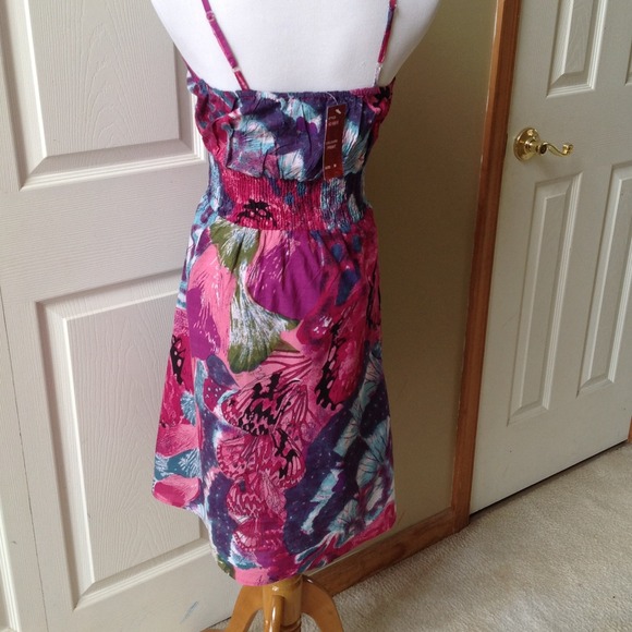 Pink/Purple Flowers Printed Summer Dress - Picture 3 of 4