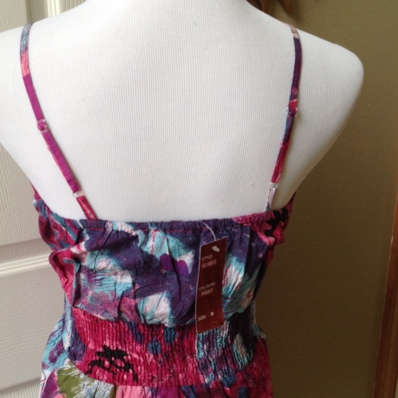 Pink/Purple Flowers Printed Summer Dress - Picture 4 of 4