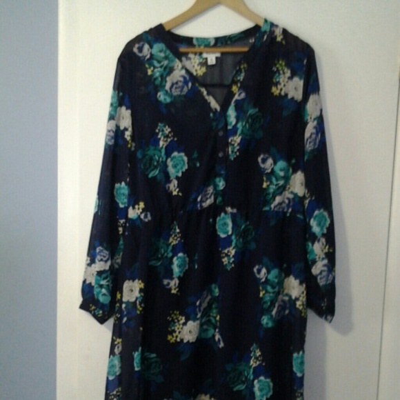Old navy blue flowery dress - Picture 1 of 2