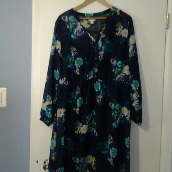 Old navy blue flowery dress - Picture 2 of 2