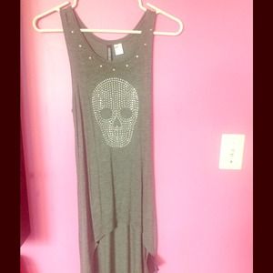 Grey skull high low maxi dress