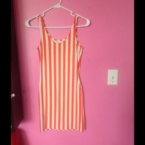 Orange striped body con dress