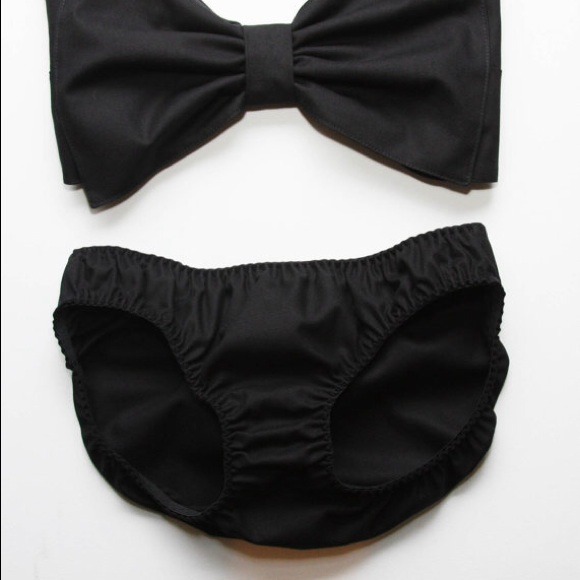 Etsy Solid Black Bow Bandeau Set Size Small - Picture 2 of 4