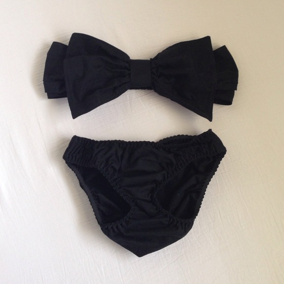 Etsy Solid Black Bow Bandeau Set Size Small - Picture 4 of 4