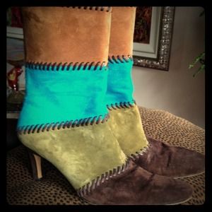 Salvatore Ferragamo tri colored suede boots.
