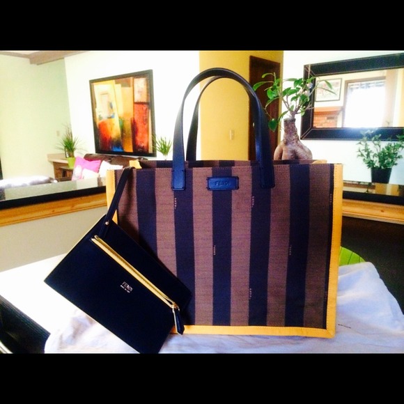 yellow & tobacco  stripe canvass tote ××SOLD××SOLD