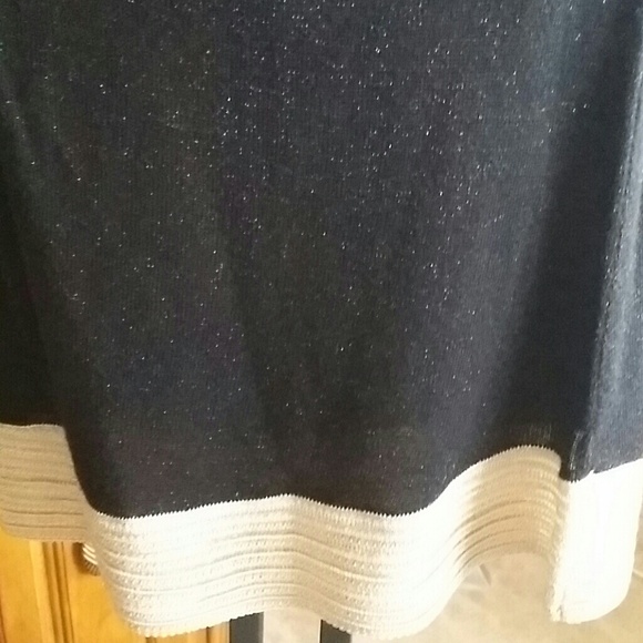 SOLD. Black /GOLD Knit Asymmetrical Dress - Picture 4 of 4