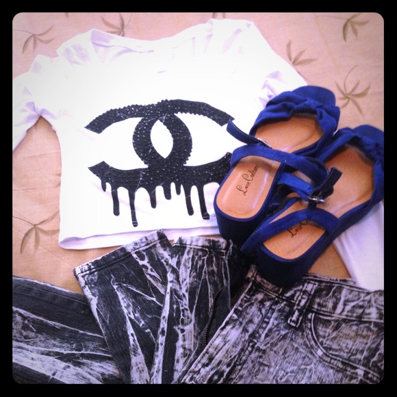 CC crop top with studded sneakers