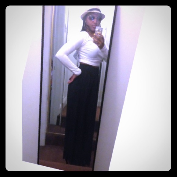 Black sheer pleated skirt