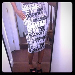 Black and white midi skirt