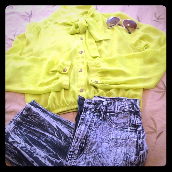 Neon sheer crop