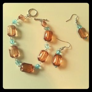 Blue-and-amber bracelet set