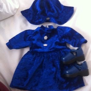 Blue velvet dress set f