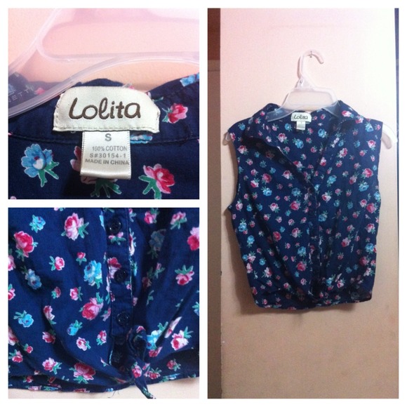 Lolita Floral Tie Crop Top - Picture 1 of 1