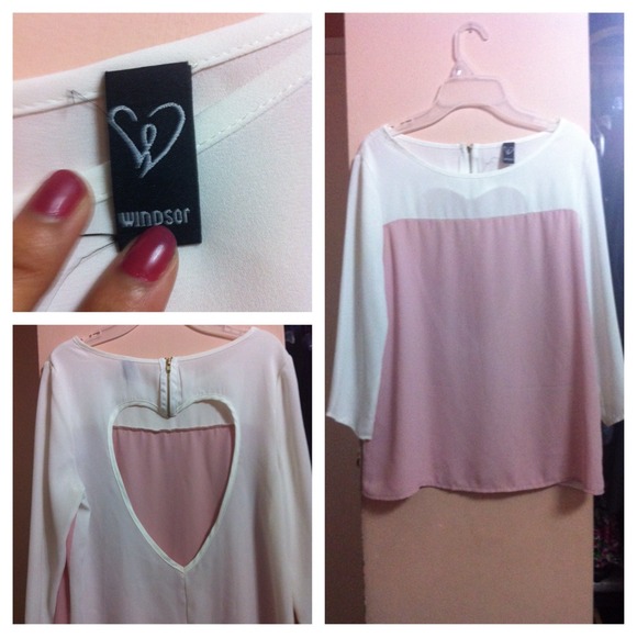 Pink & Creme Chiffon Shirt With Cut Out - Picture 1 of 1