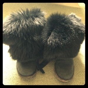 All Saints Furry Chic Shearling Black Boots