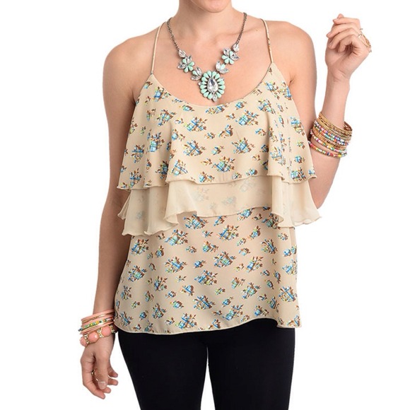 Tops - ⛔️SOLD⛔️💠PM EDITOR PICK! LAST Floral Ruffle Tank