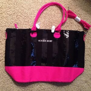 NWT - Victoria's Secret black and hot pink bag