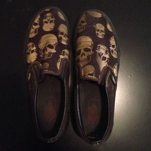 Gold & black skull vans