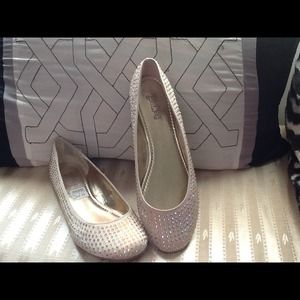Champagne rhinestone embellished ballerina flats