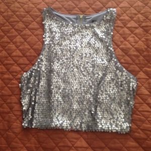 Express sequin crop top