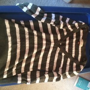 Green and white striped sweater
