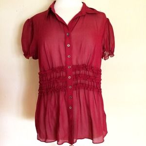 Beautiful red button up blouse!