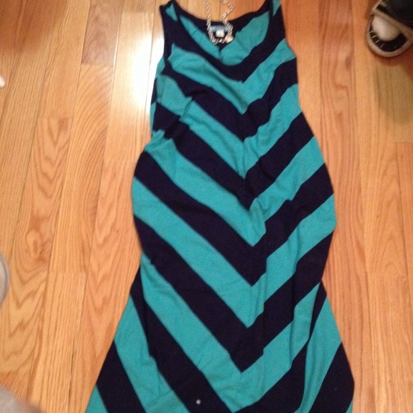 Maternity maxi dress navy blue and mint green