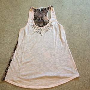 Pink and black snakeskin print tank
