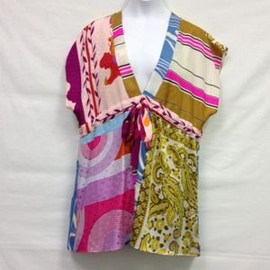 NWOT Alice & Trixie multi pastel silk blouse