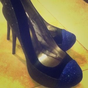 Shimmer Navy, Grey, and Black pumps